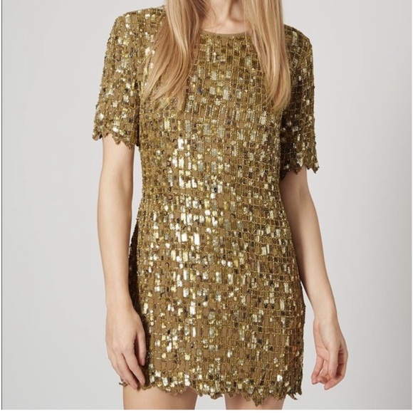 TOPSHOP; Gold Mini Dress✨ - Picture 1 of 6